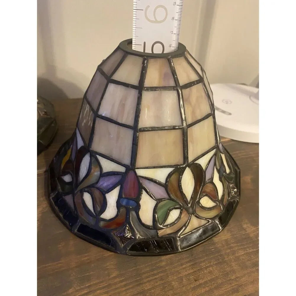 Tiffany Style Stain Glass Handcrafted Lampshade 5” High, 6”Wide, 1 1/2” opening